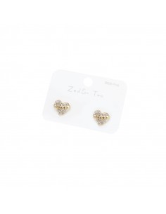Aro Plata Dorada Strass Heart Gold Set x 12u. (AA4215)