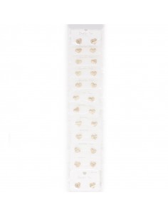 Aro Plata Dorada Strass Heart Gold Set x 12u. (AA4215)